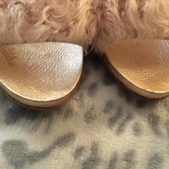 Loeffler Randall Domino Shearling Sheep Fur Flat Slides Pink / Rose Gold Sz- 8B - Picture 6 of 8